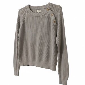 J. Crew Light Gray Button-Accent Sweater